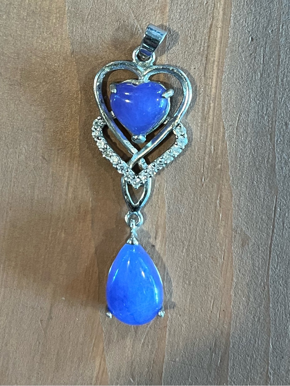 Purple jade with diamonds gold filled pendant like new elegant design silvertone